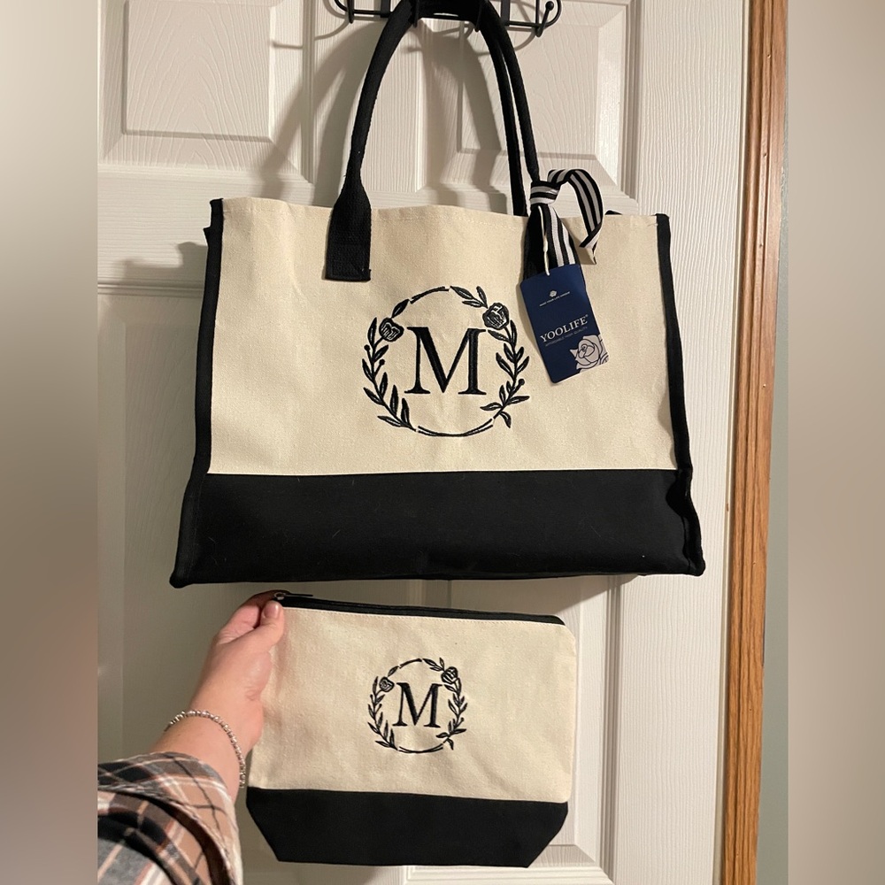Yoolife Monogrammed Tote and Pouch Set